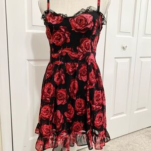 Royal Bones Daang Goodman Floral Lace Ruffly Goth Dress - Jrs M - Womens 4/6